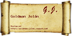 Goldman Jolán névjegykártya